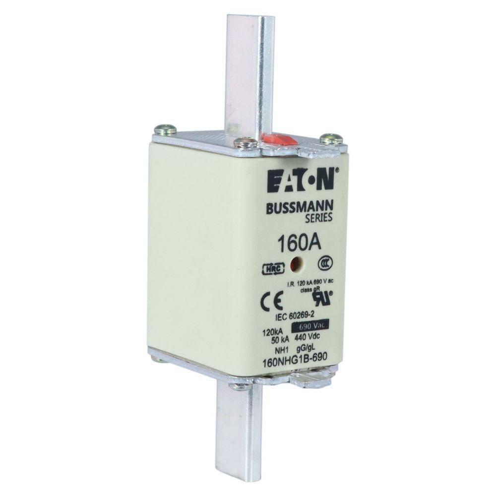 Bussmann 160NHG1B-690 Size 1 Dual Indicator Low Voltage NH Fuse Link, 690 V, 160 A, For Use With Class C gG/gL Fuse, Ceramic