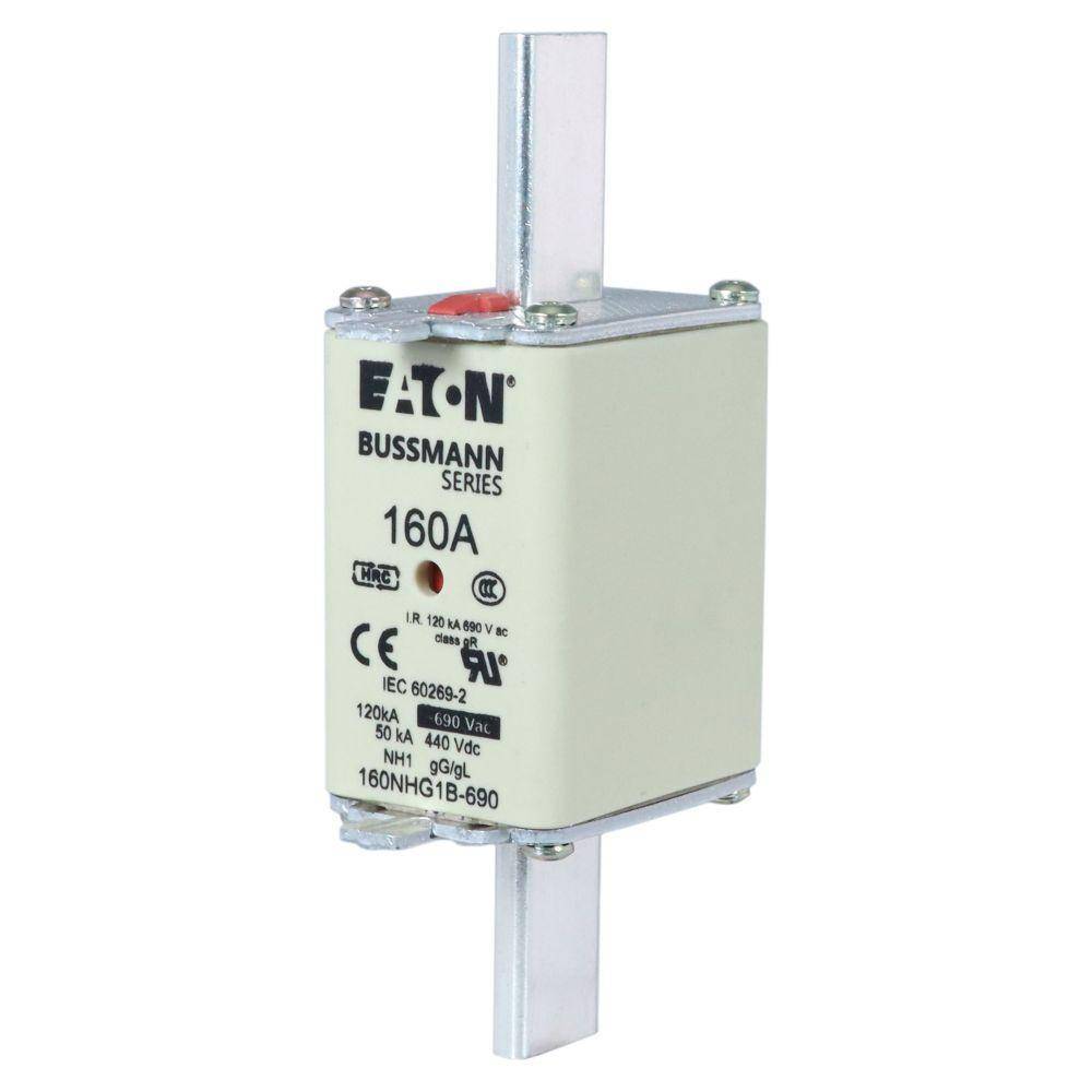Bussmann 160NHG1B-690 Size 1 Dual Indicator Low Voltage NH Fuse Link, 690 V, 160 A, For Use With Class C gG/gL Fuse, Ceramic