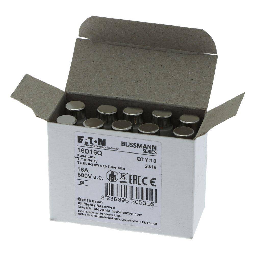 Edison 16D16Q Fast Acting Fuse, 16 A, 500 VAC, 50 kA Interrupt