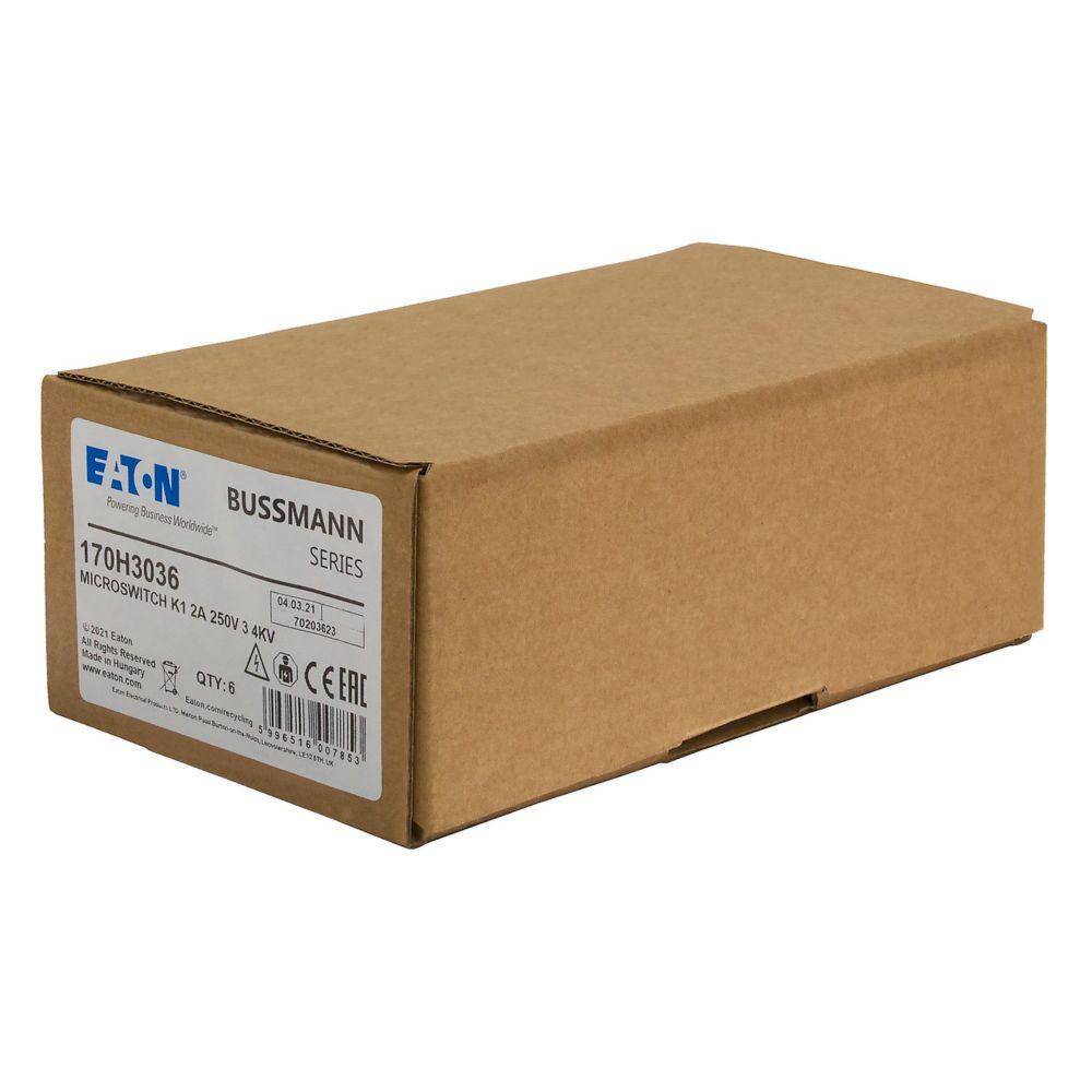 Bussmann 170H3036 High Speed Microswitch, For Use With Fuse-Link with Type K Indicator, 250 V, 2 A, 1-Pole, 6.3 x 0.8 mm Lugs
