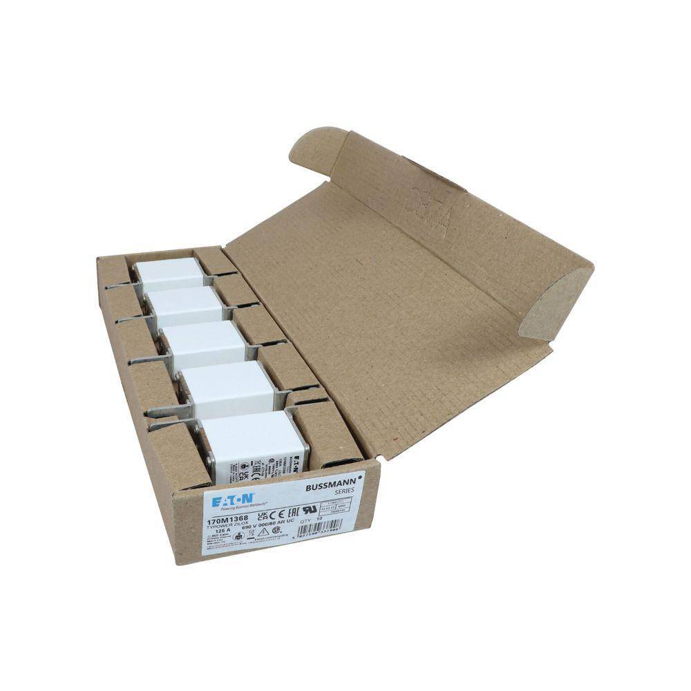 Bussmann 170M1368 Type 80 High Speed Fuse, 125 A, 690 VAC, 200 kA Interrupt, Class: aR, Square Body