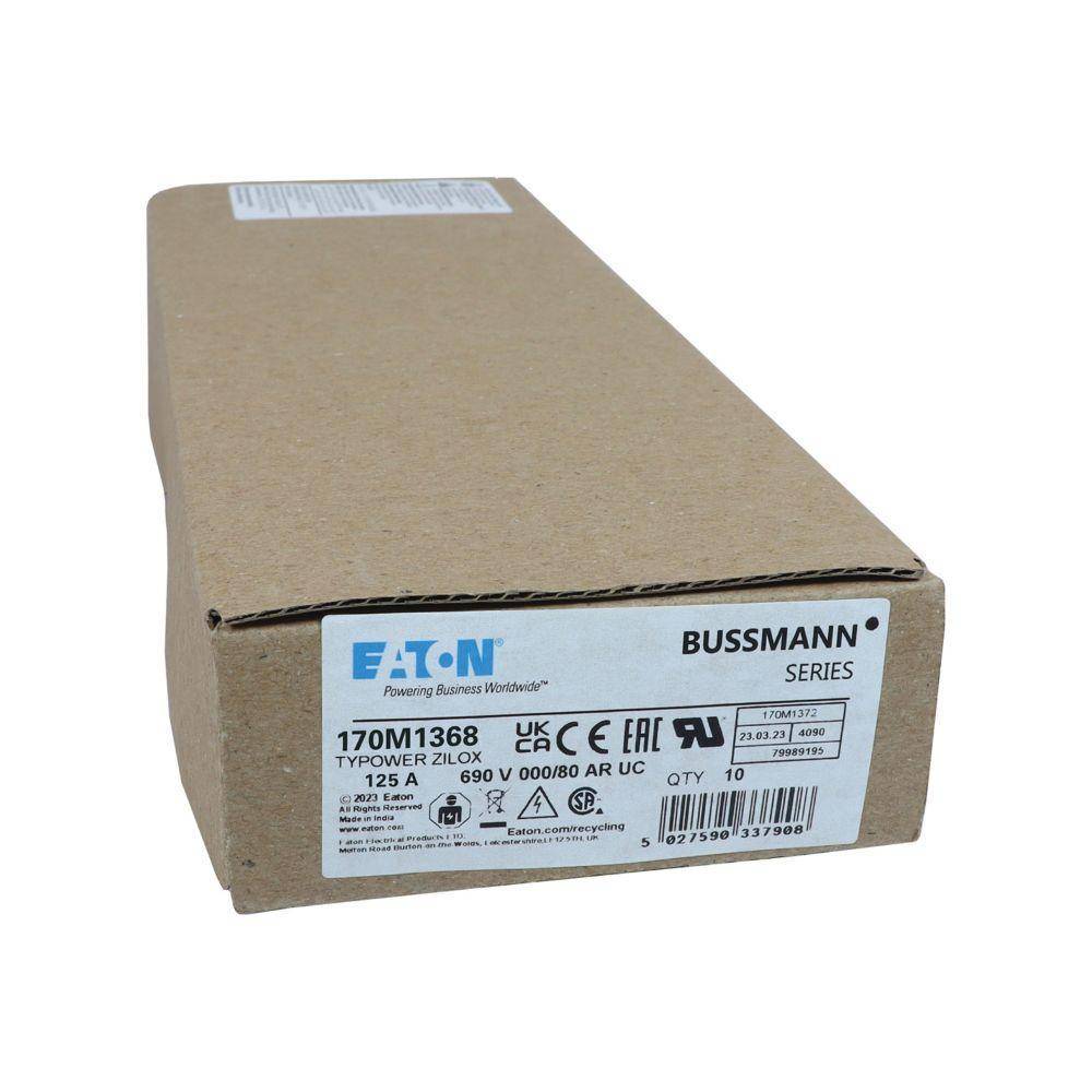 Bussmann 170M1368 Type 80 High Speed Fuse, 125 A, 690 VAC, 200 kA Interrupt, Class: aR, Square Body