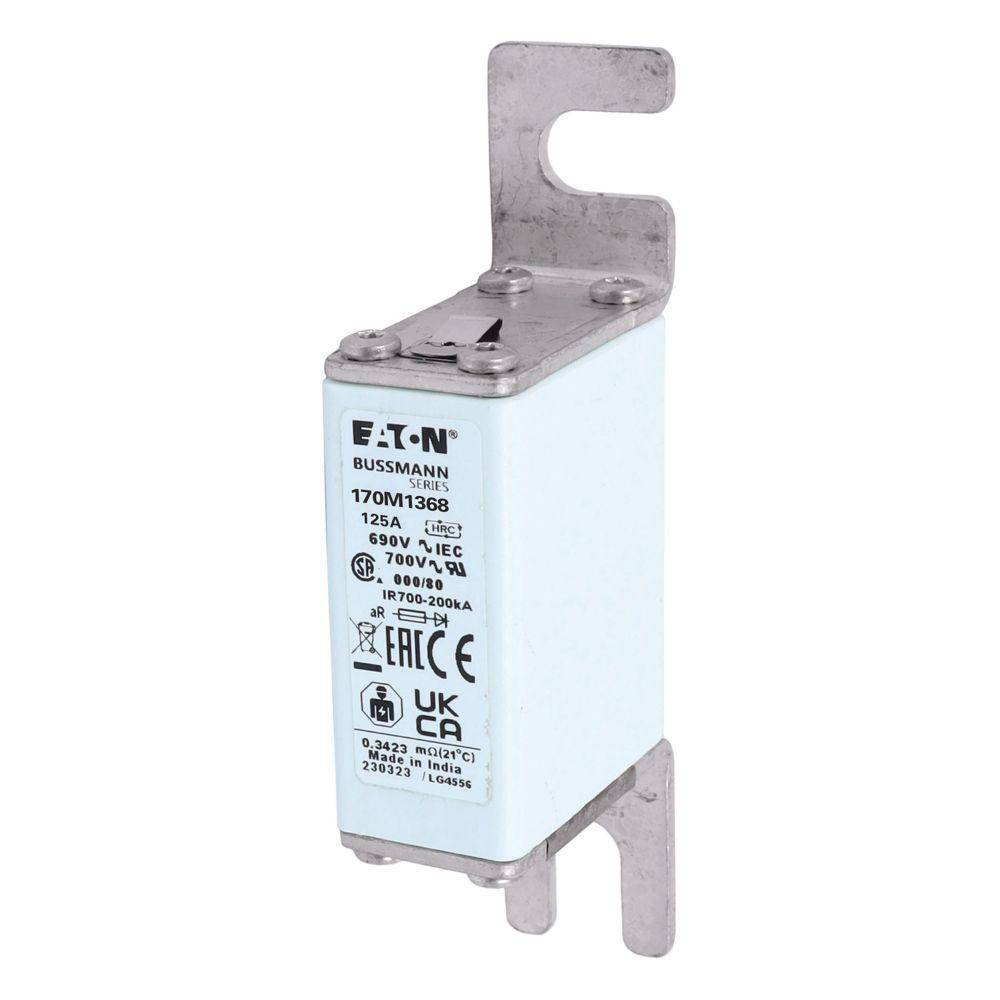 Bussmann 170M1368 Type 80 High Speed Fuse, 125 A, 690 VAC, 200 kA Interrupt, Class: aR, Square Body