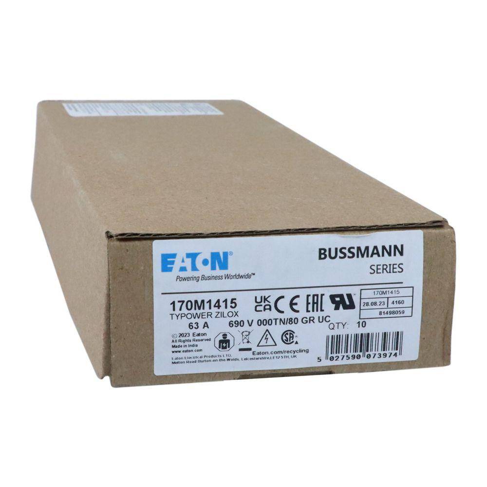 Bussmann 170M1415 Semi-Conductor High Speed Fuse, 63 A, 690 V, 200 kA Interrupt, Class: gR, Square Body