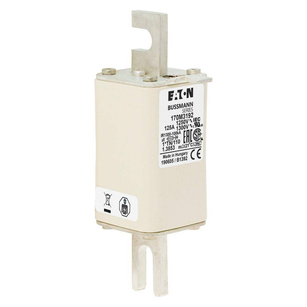 Bussmann 170M3192 Semi-Conductor High Speed Fuse, 125 A, 690/700 V, 100 kA Interrupt, Class: AR, Square Body