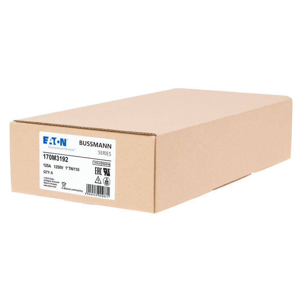 Bussmann 170M3192 Semi-Conductor High Speed Fuse, 125 A, 690/700 V, 100 kA Interrupt, Class: AR, Square Body