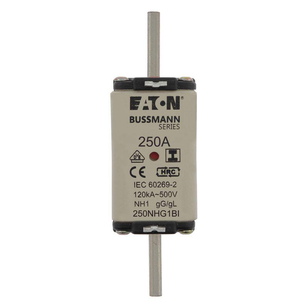 Bussmann 250NHG1BI Size 1 Dual Indicator Low Voltage NH Fuse Link, 500 V, 250 A, For Use With Class C/gG/gL Fuse, Ceramic
