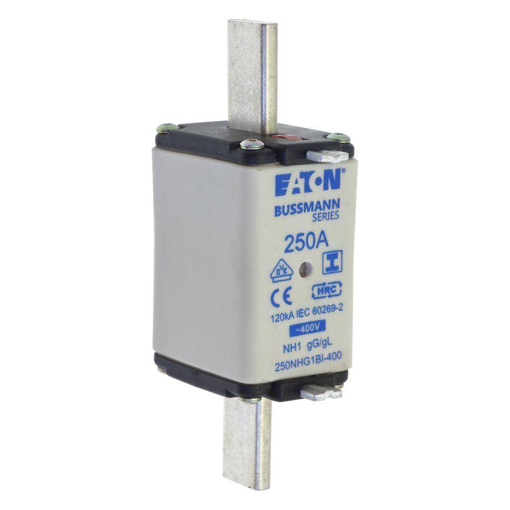 Bussmann 250NHG1BI Size 1 Dual Indicator Low Voltage NH Fuse Link, 500 V, 250 A, For Use With Class C/gG/gL Fuse, Ceramic