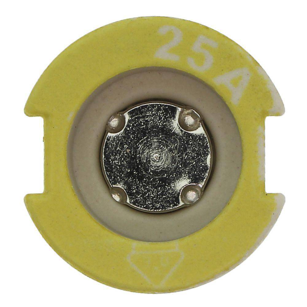 Bussmann 25GD27 Screw Cap Gauge Piece, For Use With Type DII Fuse Links, E27 Base, Non-Indicating DIN Type D Diazed Fuse, 500 V, 25 AV, Yellow