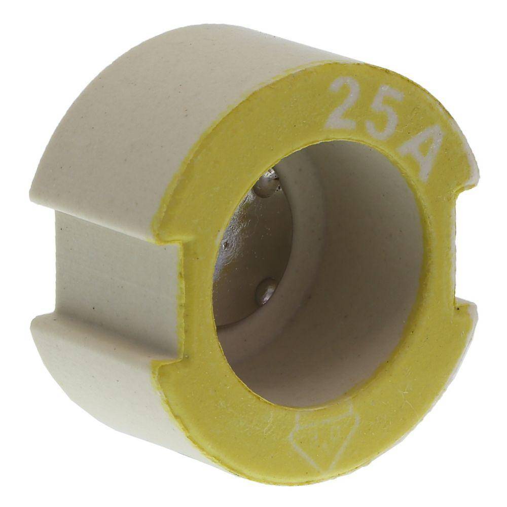 Bussmann 25GD27 Screw Cap Gauge Piece, For Use With Type DII Fuse Links, E27 Base, Non-Indicating DIN Type D Diazed Fuse, 500 V, 25 AV, Yellow