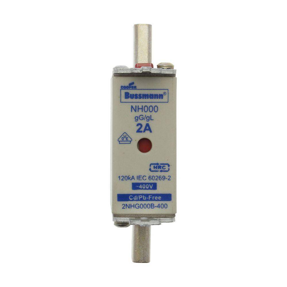 Edison 2NHG000B-400 Fuse Link With Metal Gripping Lug, 400 VAC, 2 A, For Use With Class gG/gL 000 Size Fuse