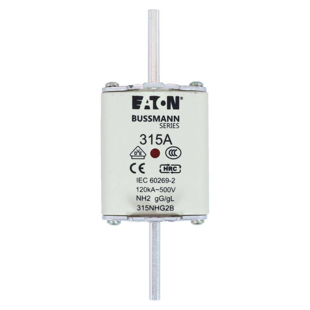Edison Bussmann 315NHG2B Size 2 Dual Indicator NH Fuse Link, 500 V, 315 A, For Use With Bussmann NH Size Photovoltaic Fuse, Class C gG/gL Fuse, Ceramic