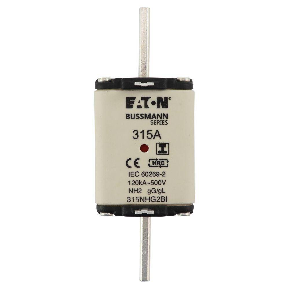 Bussmann 315NHG2BI Dual Indicator Low Voltage Size 2 NH Fuse Link, 500 V, 315 A, For Use With Class C/gG/gL Fuse, Ceramic