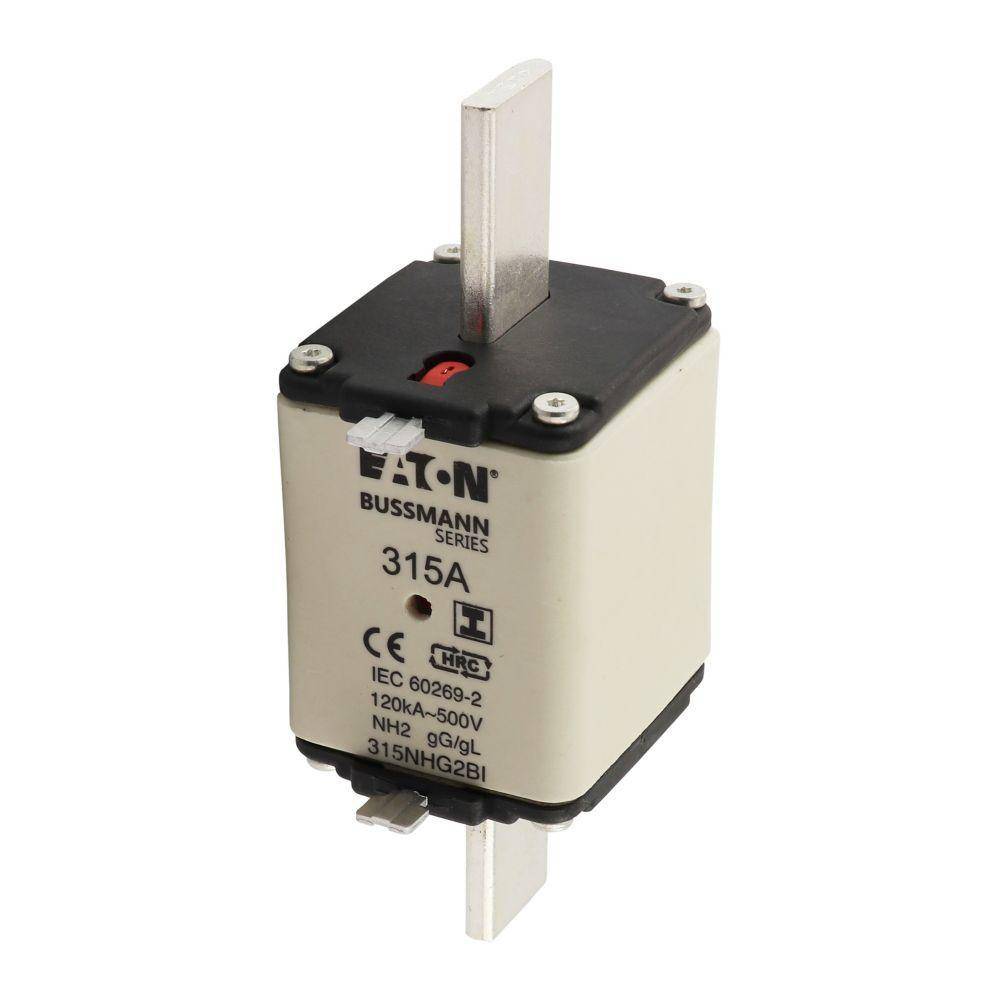 Bussmann 315NHG2BI Dual Indicator Low Voltage Size 2 NH Fuse Link, 500 V, 315 A, For Use With Class C/gG/gL Fuse, Ceramic
