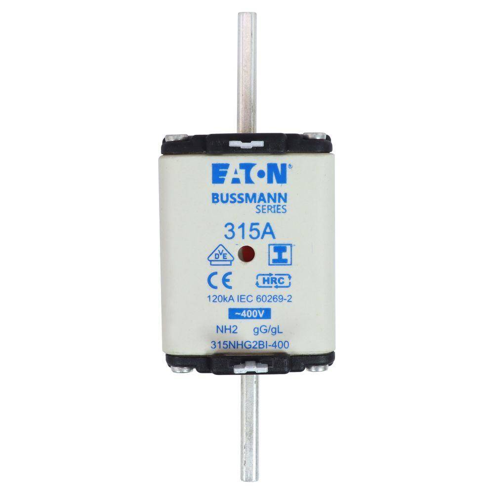 Bussmann 315NHG2BI-400 Dual Indicator Low Voltage Size 2 NH Fuse Link, 400 V, 315 A, For Use With Class C/gG/gL Fuse, Ceramic