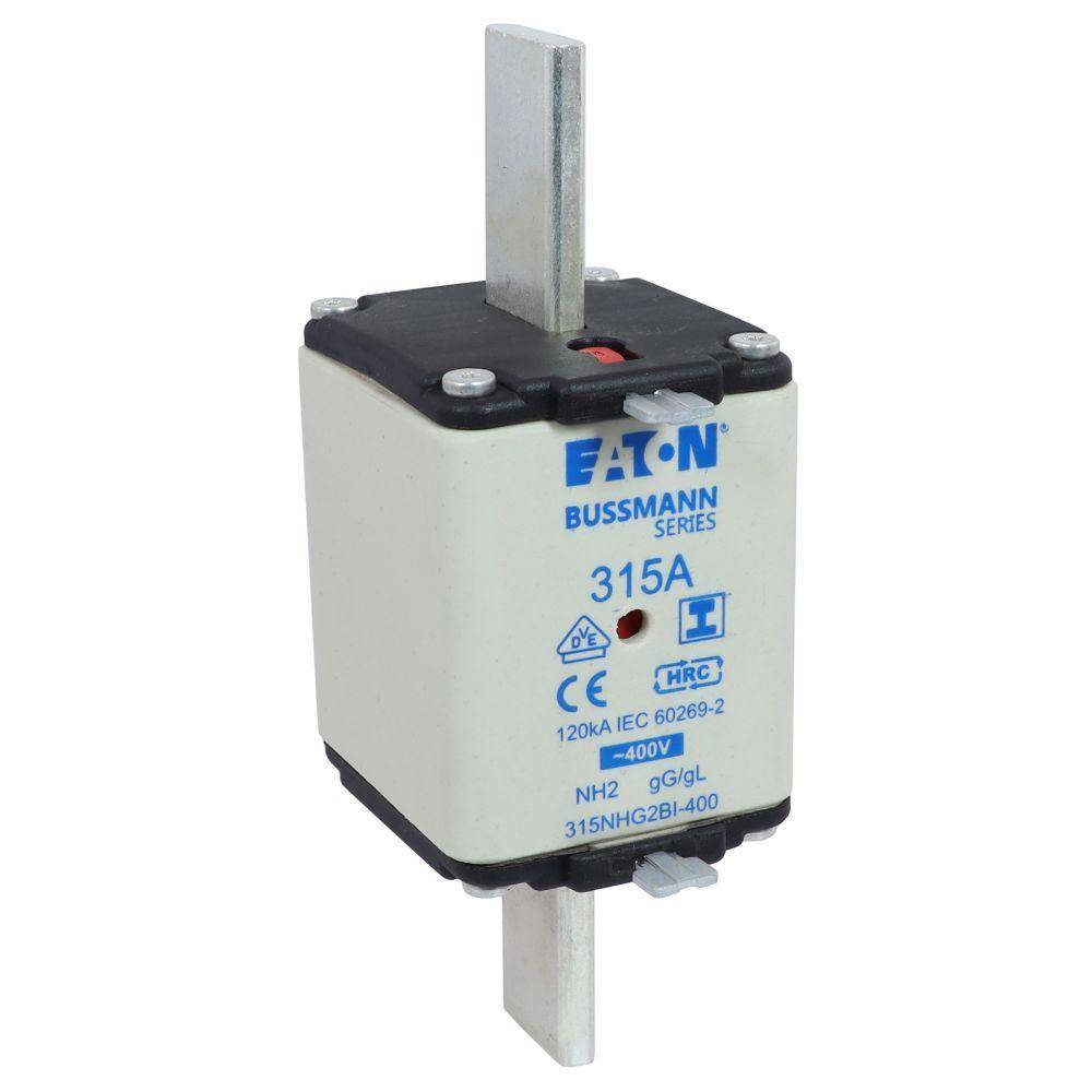 Bussmann 315NHG2BI-400 Dual Indicator Low Voltage Size 2 NH Fuse Link, 400 V, 315 A, For Use With Class C/gG/gL Fuse, Ceramic