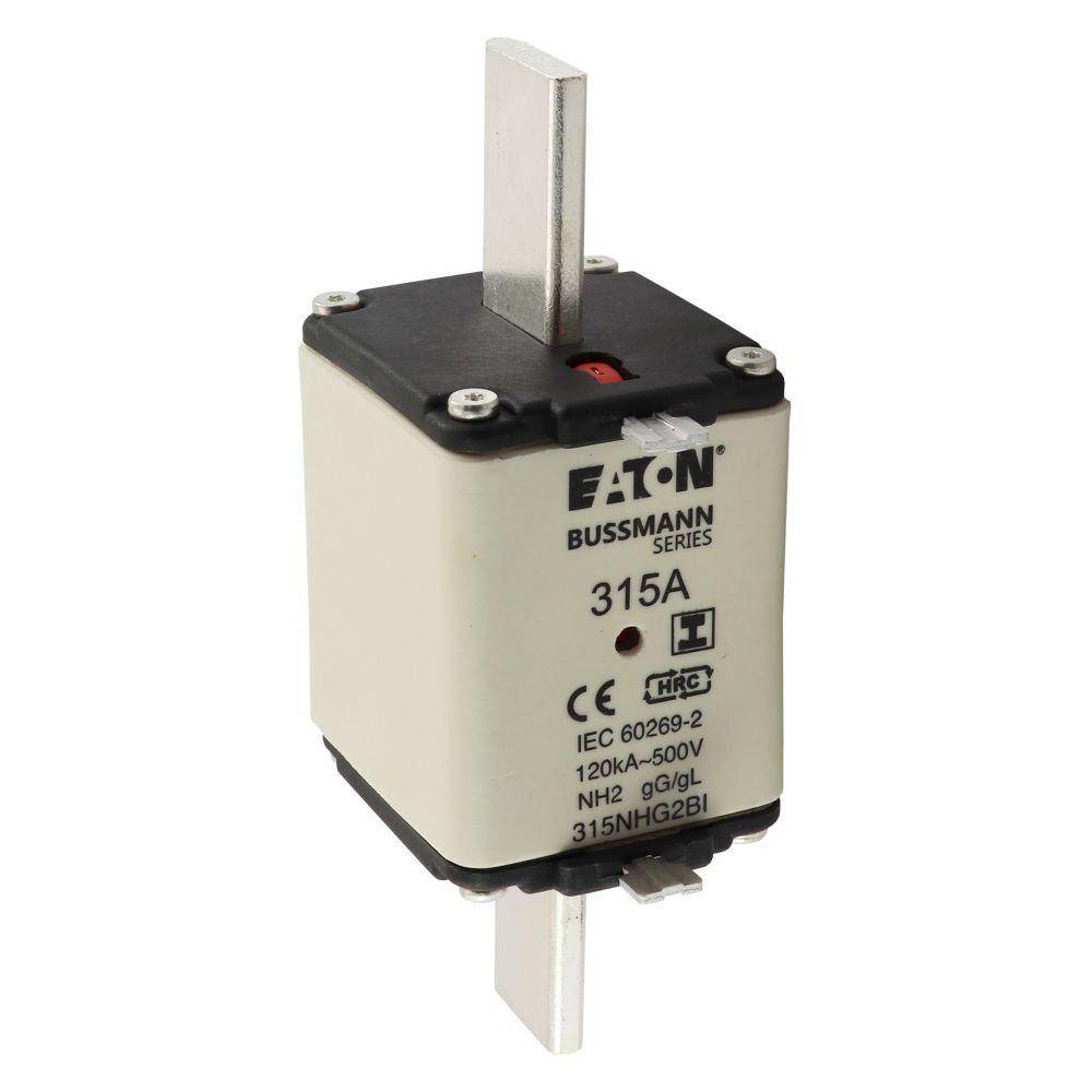 Bussmann 315NHG2BI Dual Indicator Low Voltage Size 2 NH Fuse Link, 500 V, 315 A, For Use With Class C/gG/gL Fuse, Ceramic