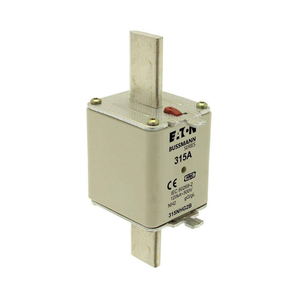 Edison Bussmann 315NHG2B Size 2 Dual Indicator NH Fuse Link, 500 V, 315 A, For Use With Bussmann NH Size Photovoltaic Fuse, Class C gG/gL Fuse, Ceramic