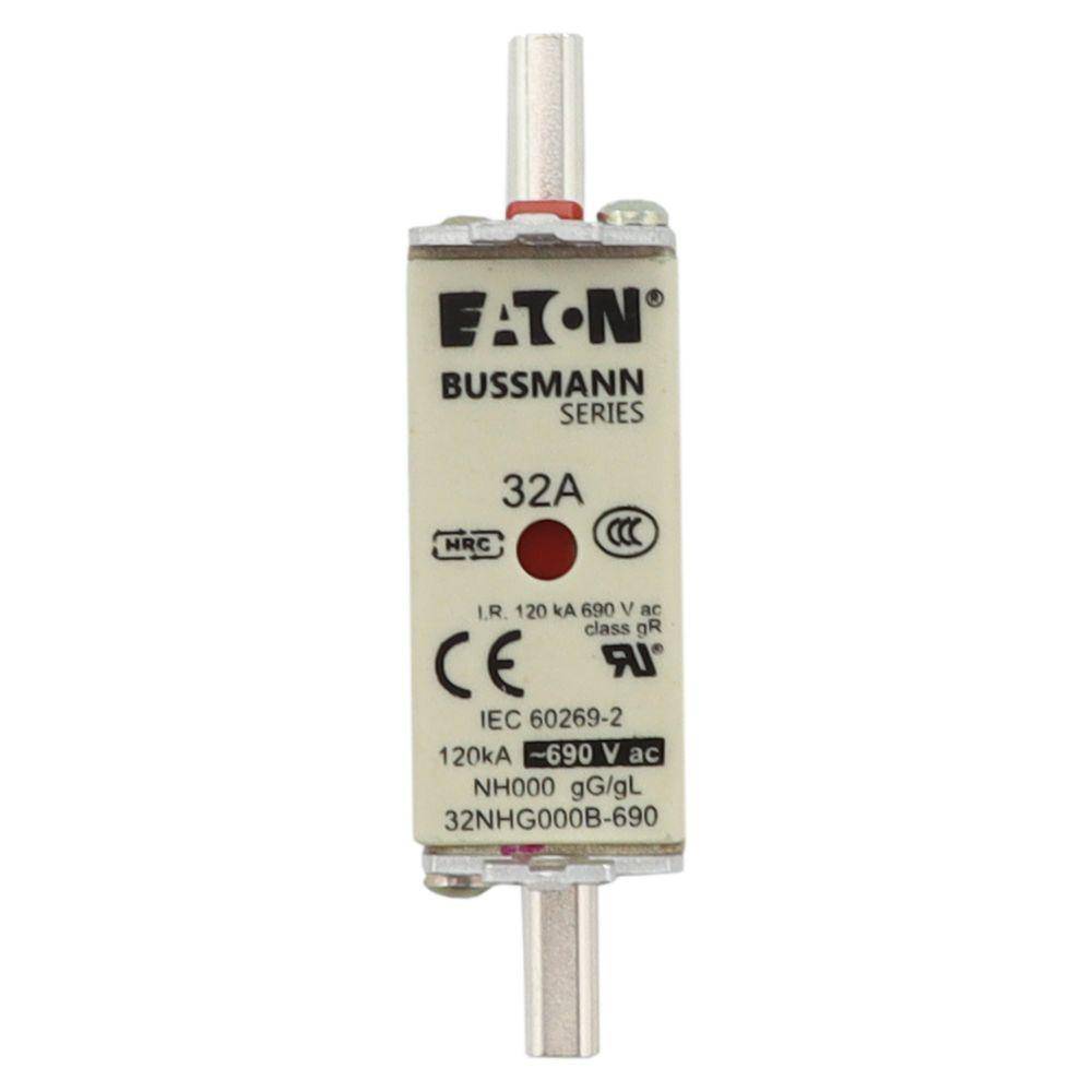 Bussmann 32NHG000B-690 Size 000 Dual Indicator Low Voltage NH Fuse Link, 690 V, 32 A, For Use With Class C gG/gL Fuse, Ceramic