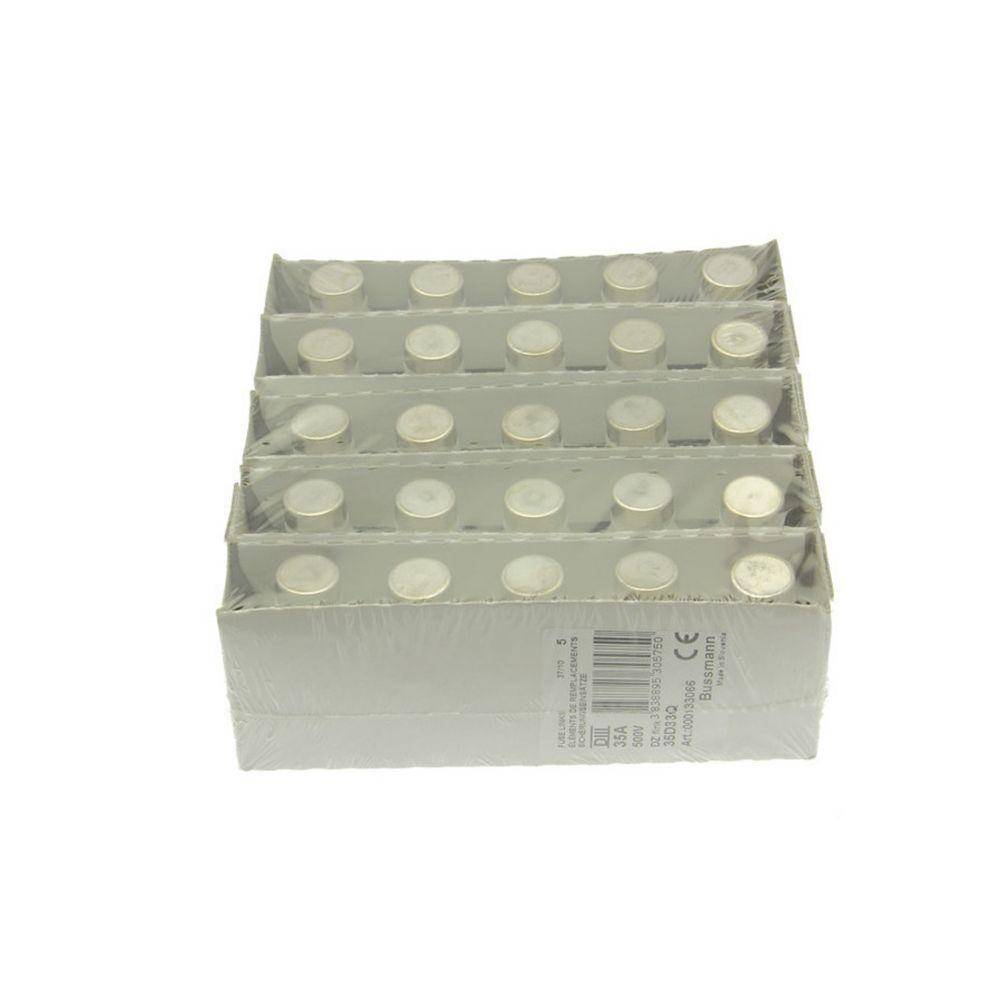 Edison 35D33Q Class gG/gL Fast Acting Low Voltage Non-Indicating Diazed Fuse Link, 500 VAC, 35 A, For Use With E33/DIII Size Screw Cap/Fuse, Ceramic