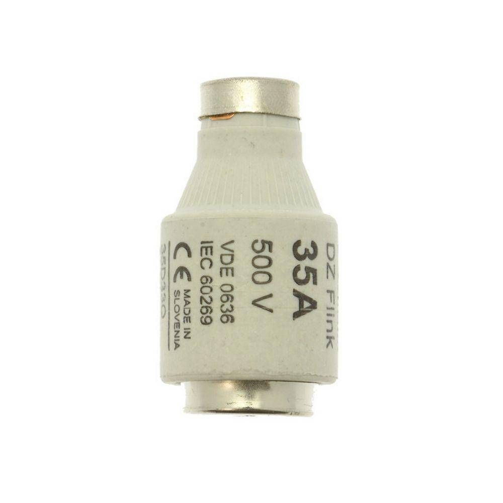 Edison 35D33Q Class gG/gL Fast Acting Low Voltage Non-Indicating Diazed Fuse Link, 500 VAC, 35 A, For Use With E33/DIII Size Screw Cap/Fuse, Ceramic
