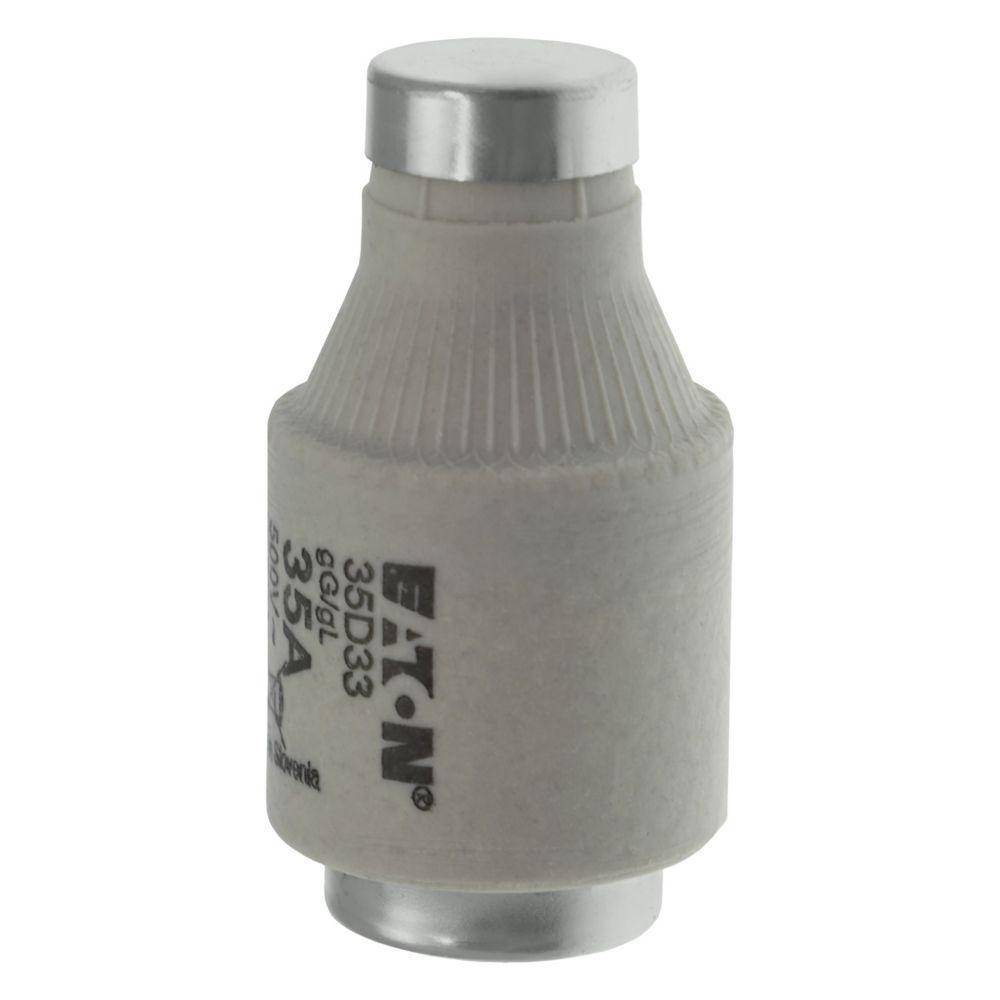 Edison 35D33Q Class gG/gL Fast Acting Low Voltage Non-Indicating Diazed Fuse Link, 500 VAC, 35 A, For Use With E33/DIII Size Screw Cap/Fuse, Ceramic