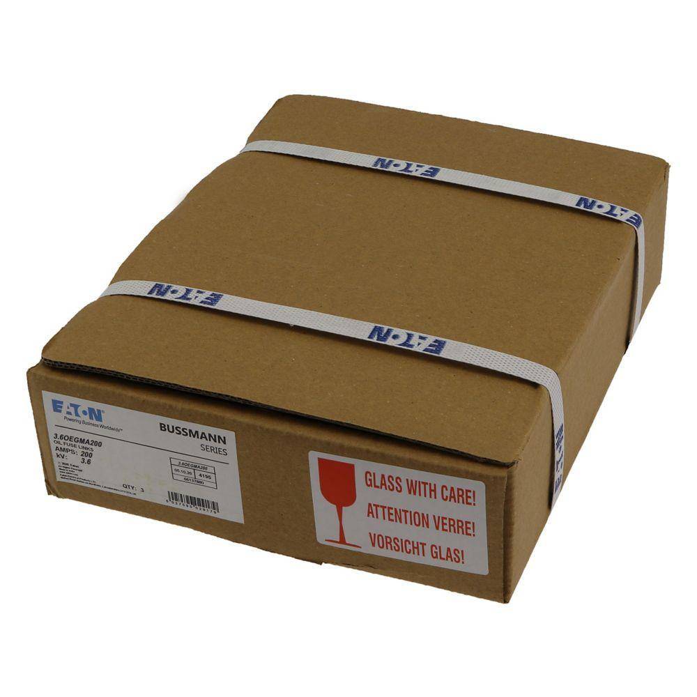 Bussmann 3.6OEGMA200 British Standard Medium Voltage Oiltight IEC Fuse With Powerful Pyrotechnic Striker Pin, 200 A, 3.6 kV, 50 kA, Cartridge Body