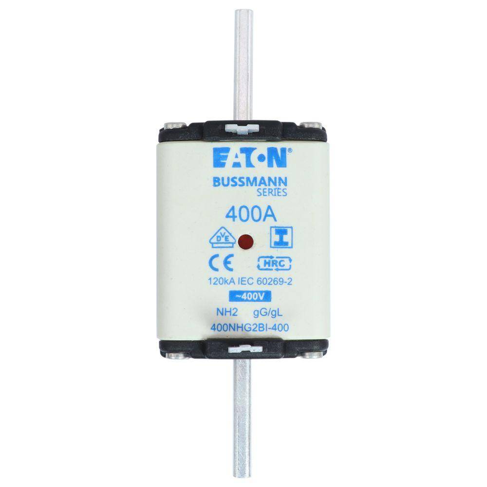 Bussmann 400NHG2BI-400 Dual Indicator Low Voltage Size 2 NH Fuse Link, 400 V, 400 A, For Use With Class C/gG/gL Fuse, Ceramic