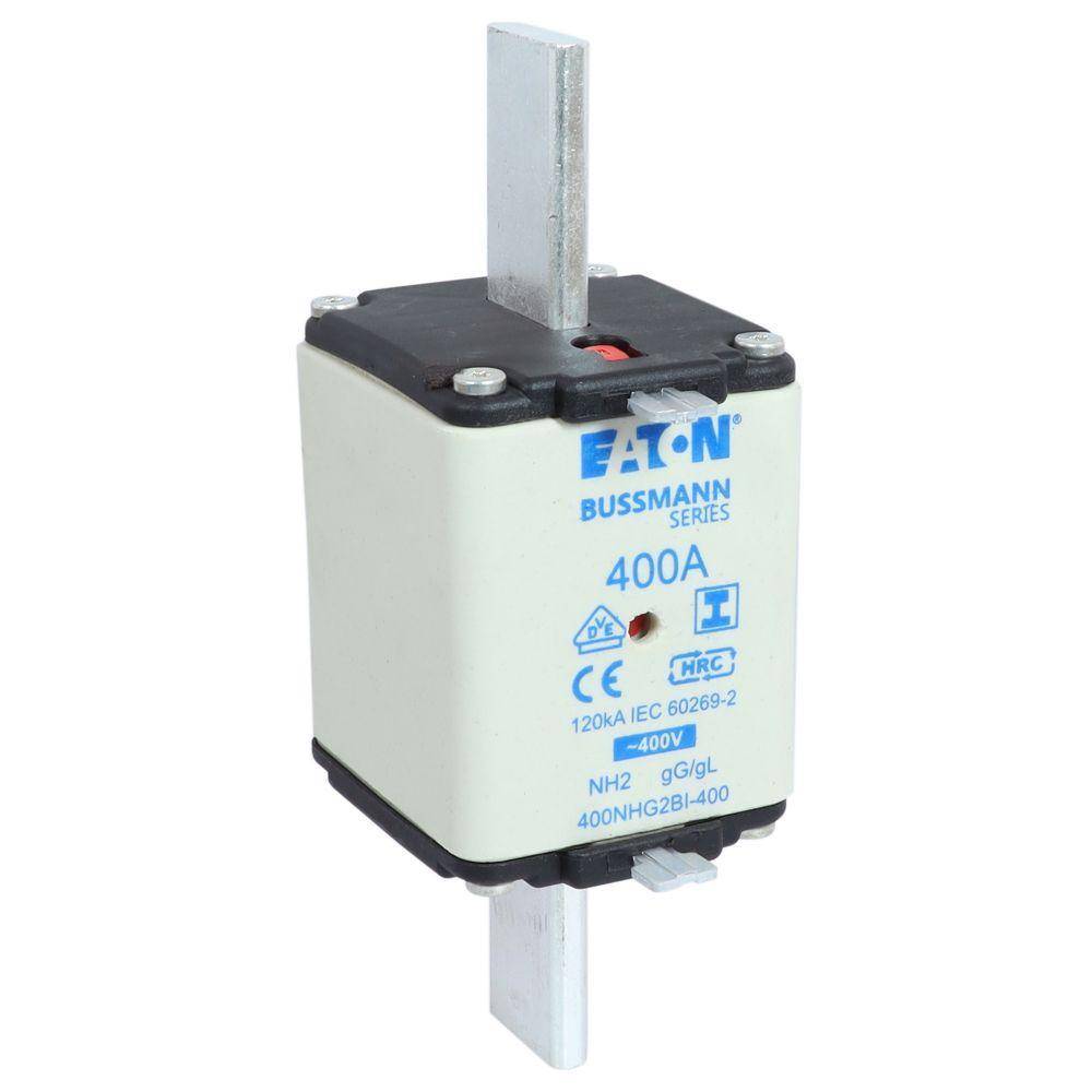 Bussmann 400NHG2BI-400 Dual Indicator Low Voltage Size 2 NH Fuse Link, 400 V, 400 A, For Use With Class C/gG/gL Fuse, Ceramic