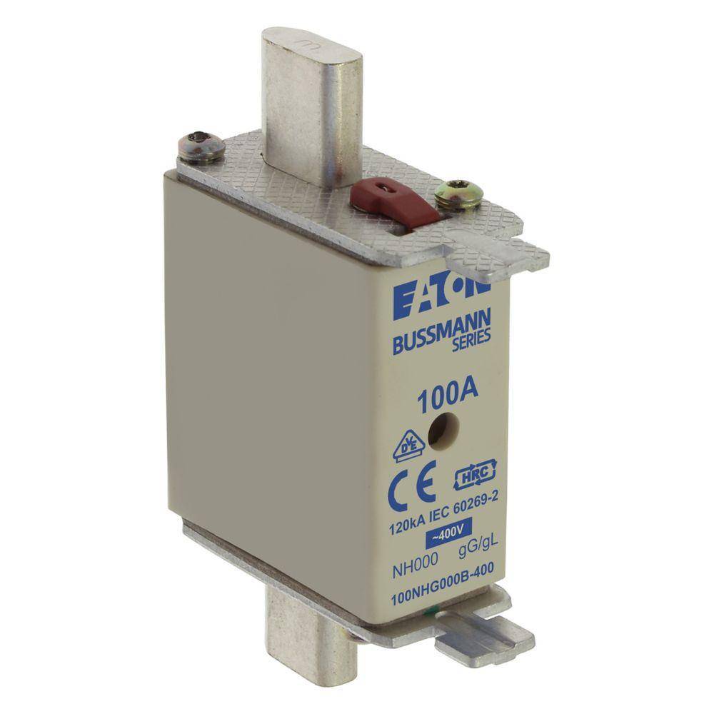 Edison 4NHG000B-400 Fuse Link With Metal Gripping Lug, 400 VAC, 4 A, For Use With Class gG/gL 000 Size Fuse