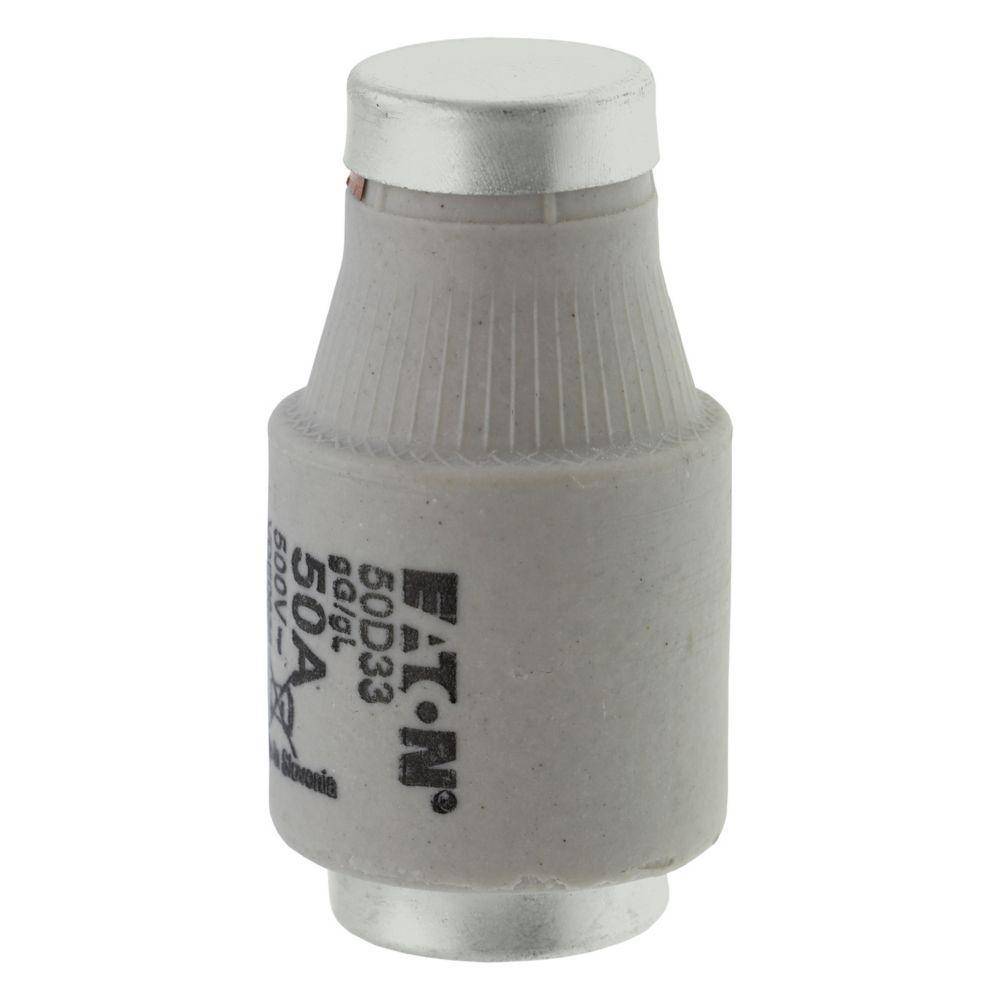 Edison 50D33 Class gG/gL Low Voltage Non-Indicating Time Delay Diazed Fuse Link, 500 VAC, 50 A, For Use With E33/DIII Size Screw Cap/Fuse, Ceramic