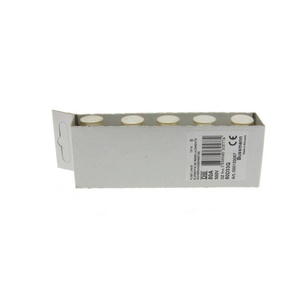 Edison 50D33Q Diazed Low Voltage Non-Indicating Fast Acting Fuse, 500 VAC, 50 A, Ceramic