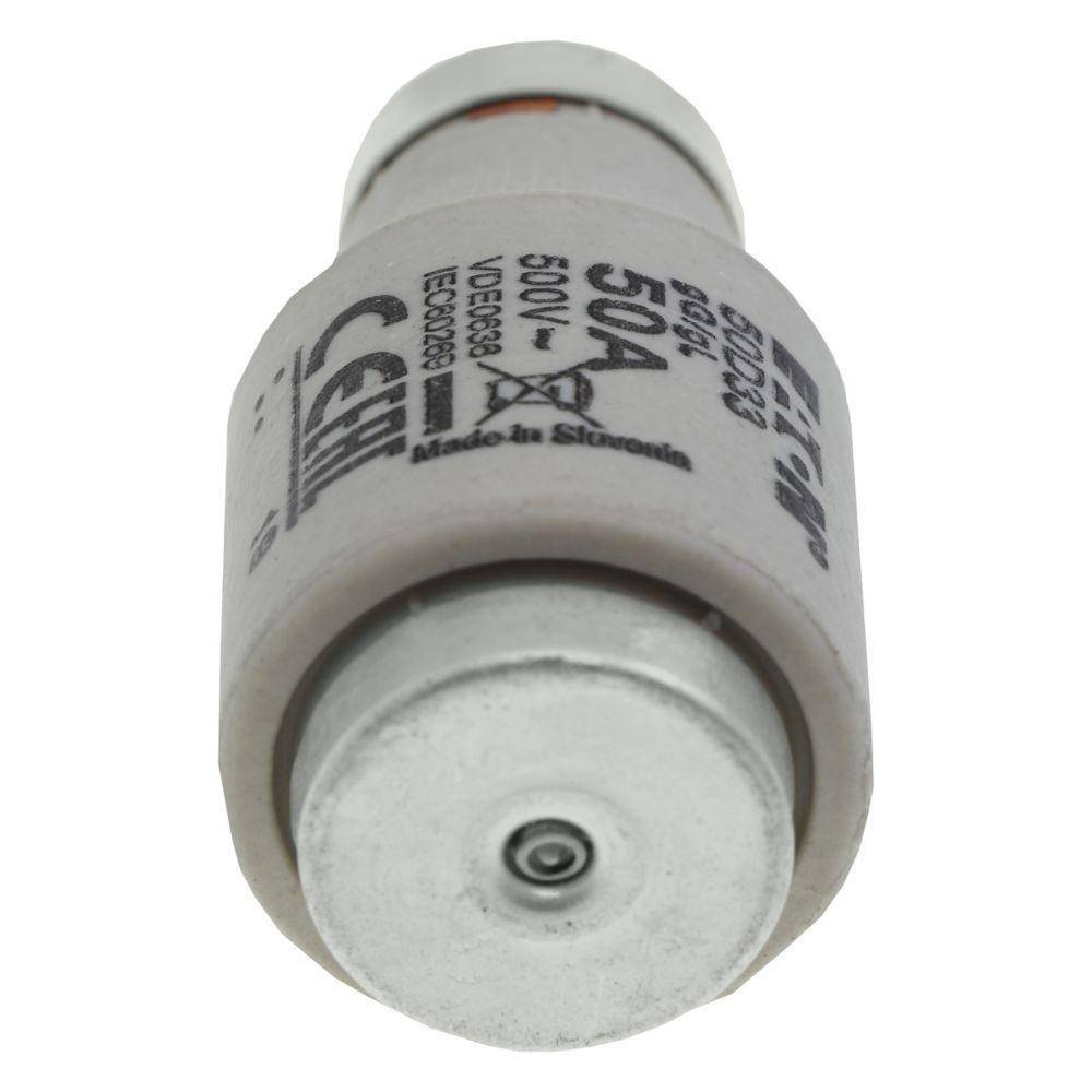 Edison 50D33 Class gG/gL Low Voltage Non-Indicating Time Delay Diazed Fuse Link, 500 VAC, 50 A, For Use With E33/DIII Size Screw Cap/Fuse, Ceramic