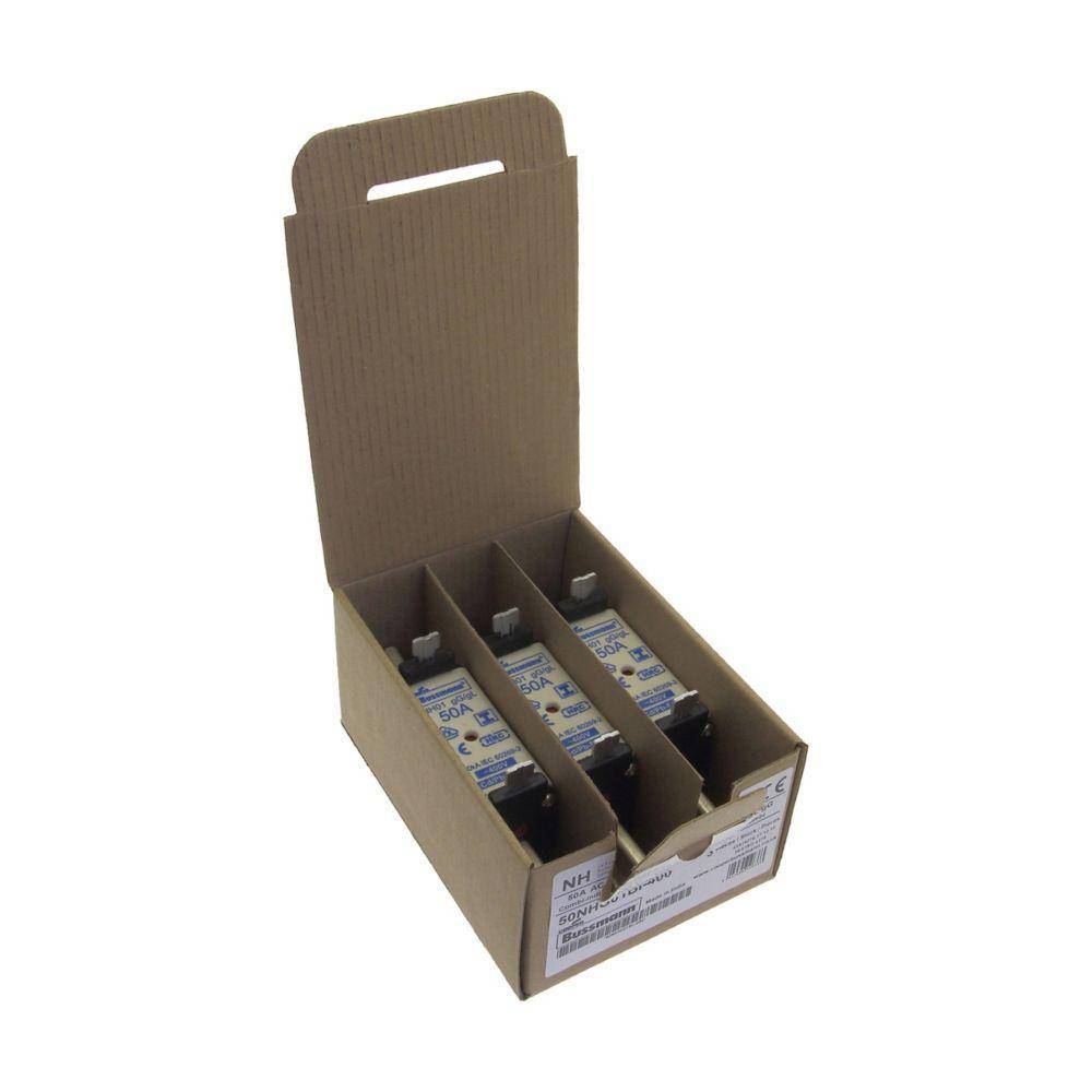 Bussmann 50NHG01BI-400 Size 01 Dual Indicator Low Voltage NH Fuse Link, 400 V, 50 A, For Use With Class C/gG/gL Fuse, Ceramic