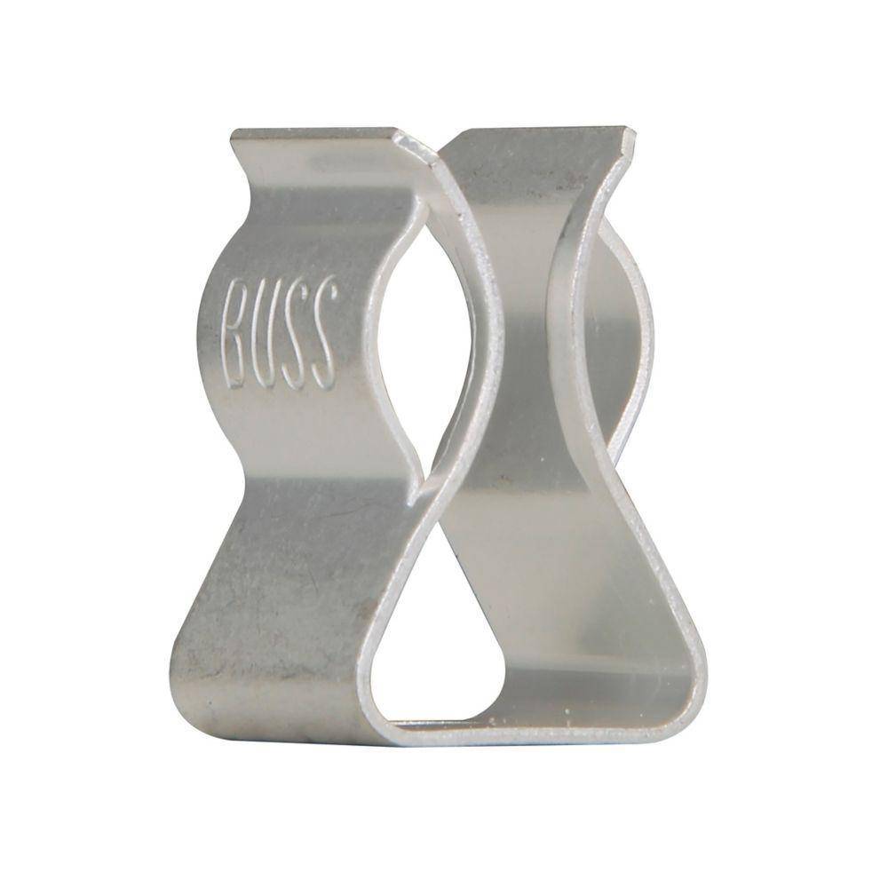 Bussmann 5960-09 Fuse Clip With End Stop and Mounting Hole, 13/32 in Dia Fuse, PC Board Mount, Beryllium Copper, Silver