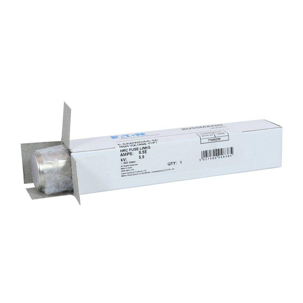 Edison 5.5ABWNA0.5E AB Series Single Barrel Medium Voltage Fuse, 0.5E A, 5.5 kV, 50 kA Interrupt, Class: E, Cartridge Body