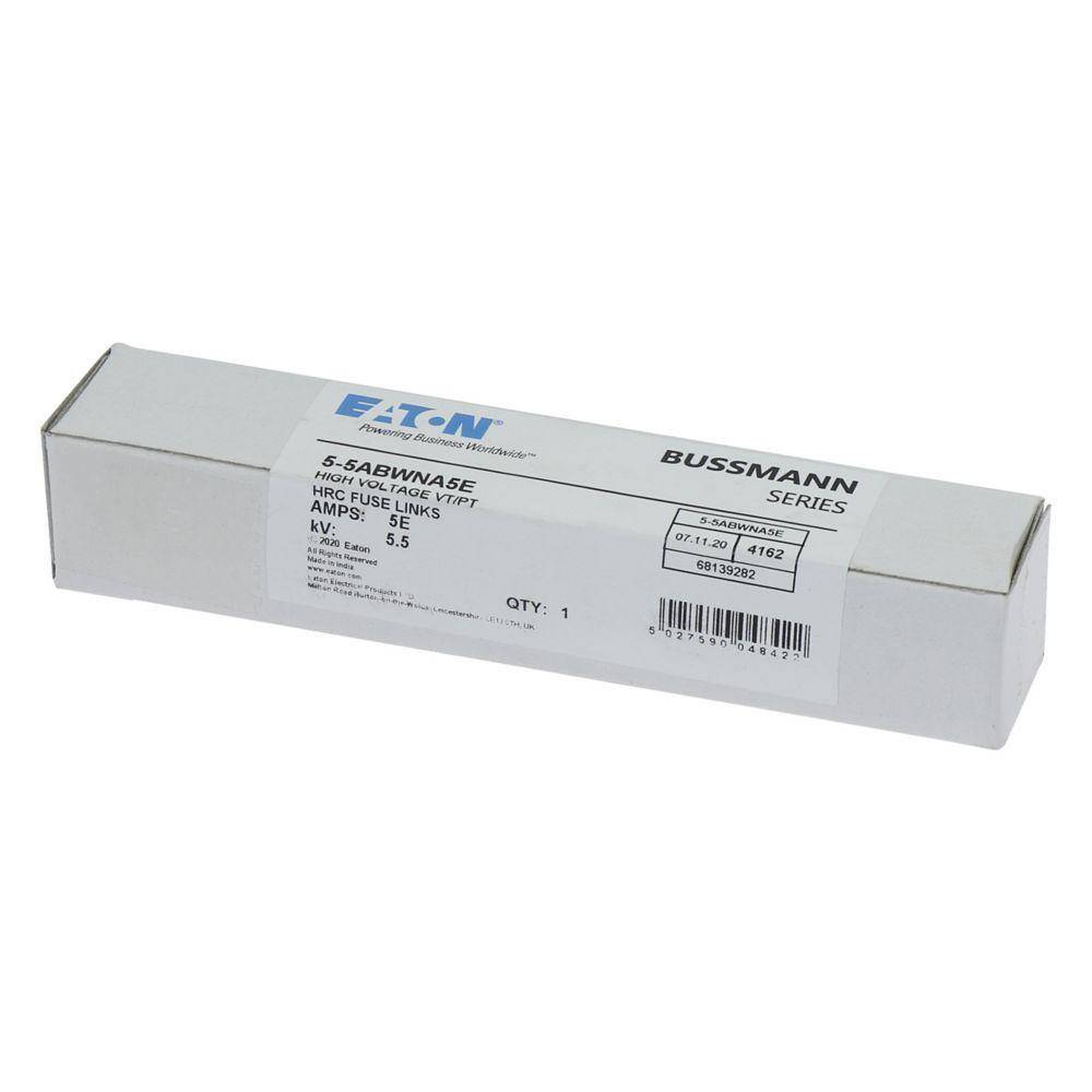 Bussmann 5.5ABWNA5E AB Series British Style Potential Transformer Fuse, 5 A, 5.5 kV, 50 kA Interrupt, Class: E, Cartridge Body