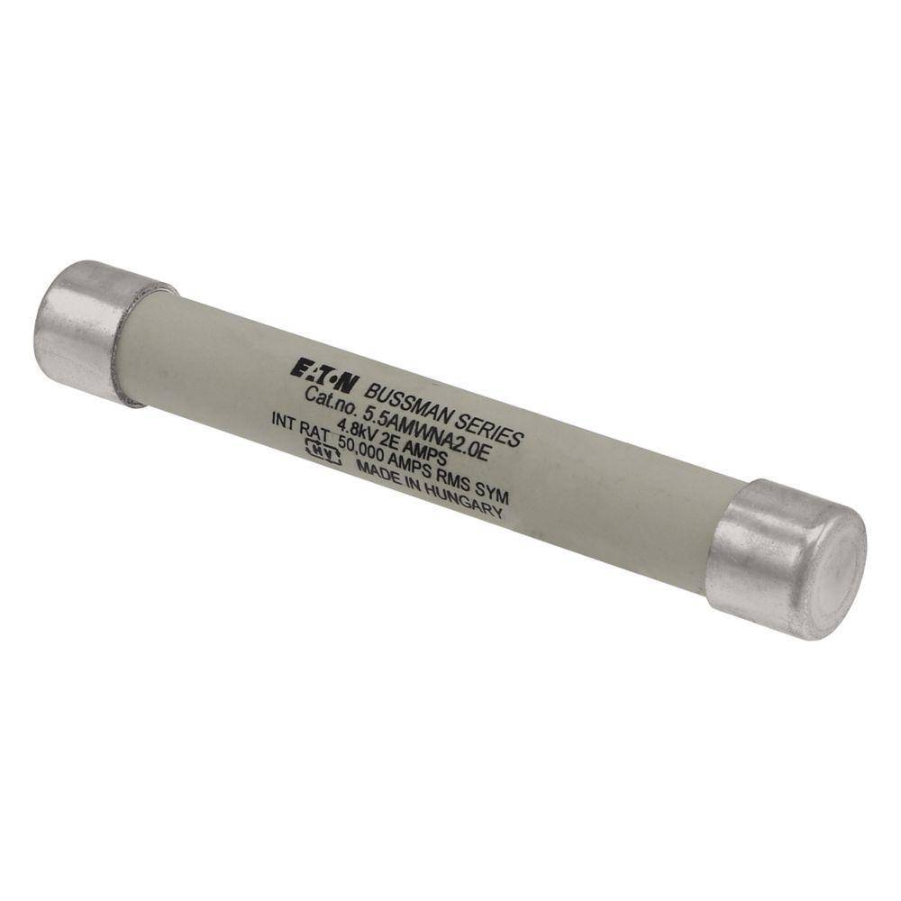 Edison 5.5AMWNA2.0E AM Series Single Barrel Medium Voltage Fuse, 2E A, 5.5 kV, 50 kA Interrupt, Class: E, Cartridge Body