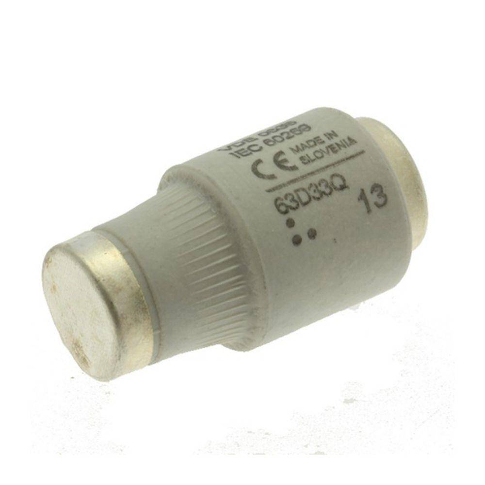 Edison 63D33Q Class gG/gL Fast Acting Low Voltage Non-Indicating Diazed Fuse Link, 500 VAC, 63 A, For Use With E33/DIII Size Screw Cap/Fuse, Ceramic