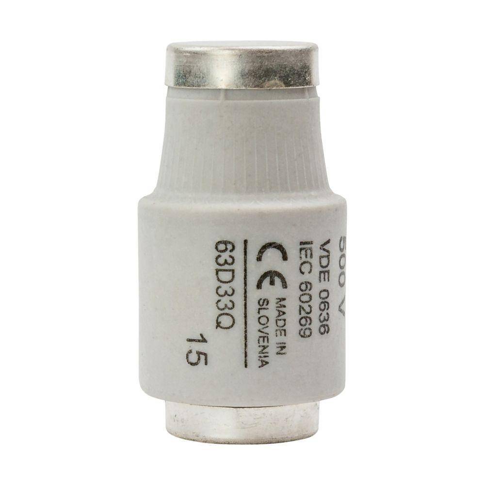 Edison 63D33Q Class gG/gL Fast Acting Low Voltage Non-Indicating Diazed Fuse Link, 500 VAC, 63 A, For Use With E33/DIII Size Screw Cap/Fuse, Ceramic