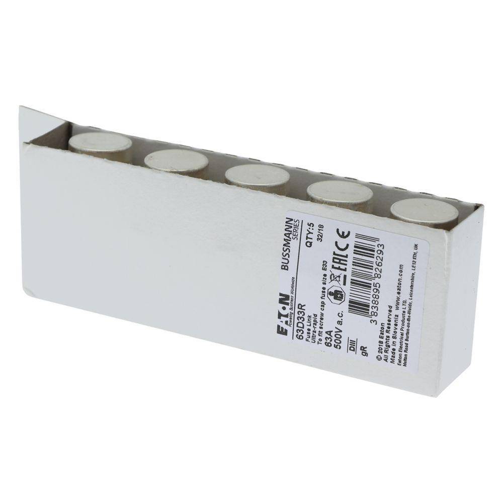 Edison 63D33R D Series Non-Indicating Ultra Rapid Fuse, 500 VAC, 63 A
