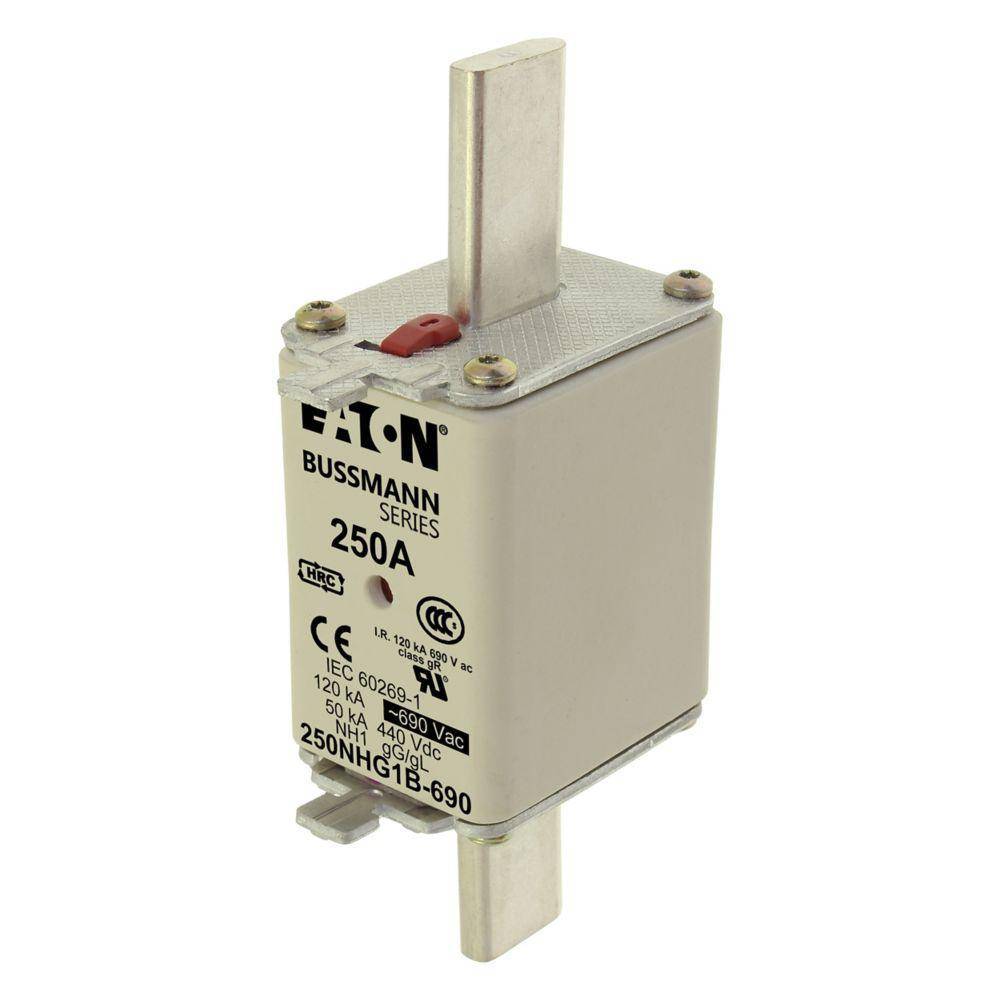 Bussmann 100NHG1B-690 Size 1 Dual Indicator Low Voltage NH Fuse Link, 690 V, 100 A, For Use With Class C gG/gL Fuse, Ceramic