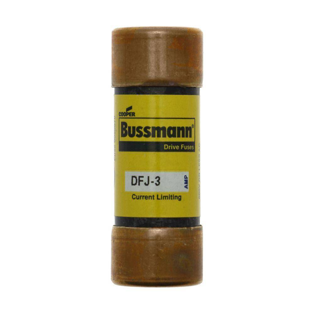 Bussmann DFJ-3 Current Limiting High Speed Drive Fuse, 3 A, 150 VAC/VDC, 200/100 kAIC Interrupt, J Class, Cylindrical Body