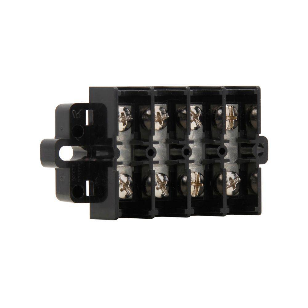 Bussmann KURL4-BP Double Row Terminal Block Strips and Barrier Block, 600 V, 60 A, 22 to 6 AWG Wire, Black