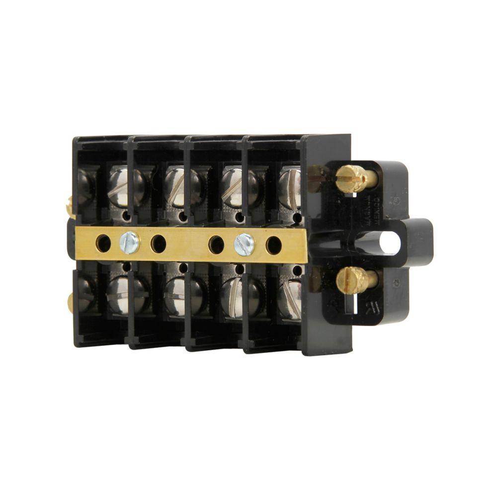 Bussmann KUSC4-WWCPT Shorting Strap and Screw Terminal Block Strips and Barrier Block, 600 V, 60 A, Black
