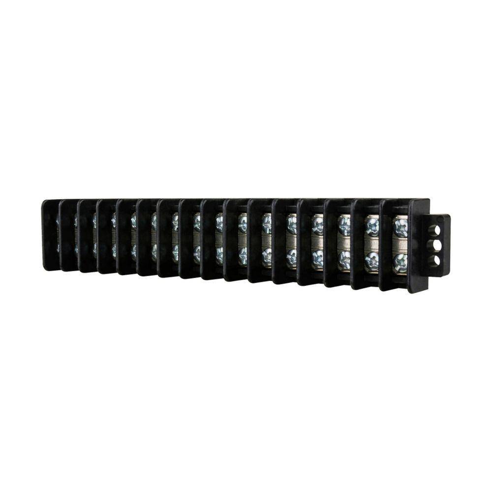 Bussmann TB200HB-16 Double Row Terminal Block Strips and Barrier Block, 600 V, 30 A, Black