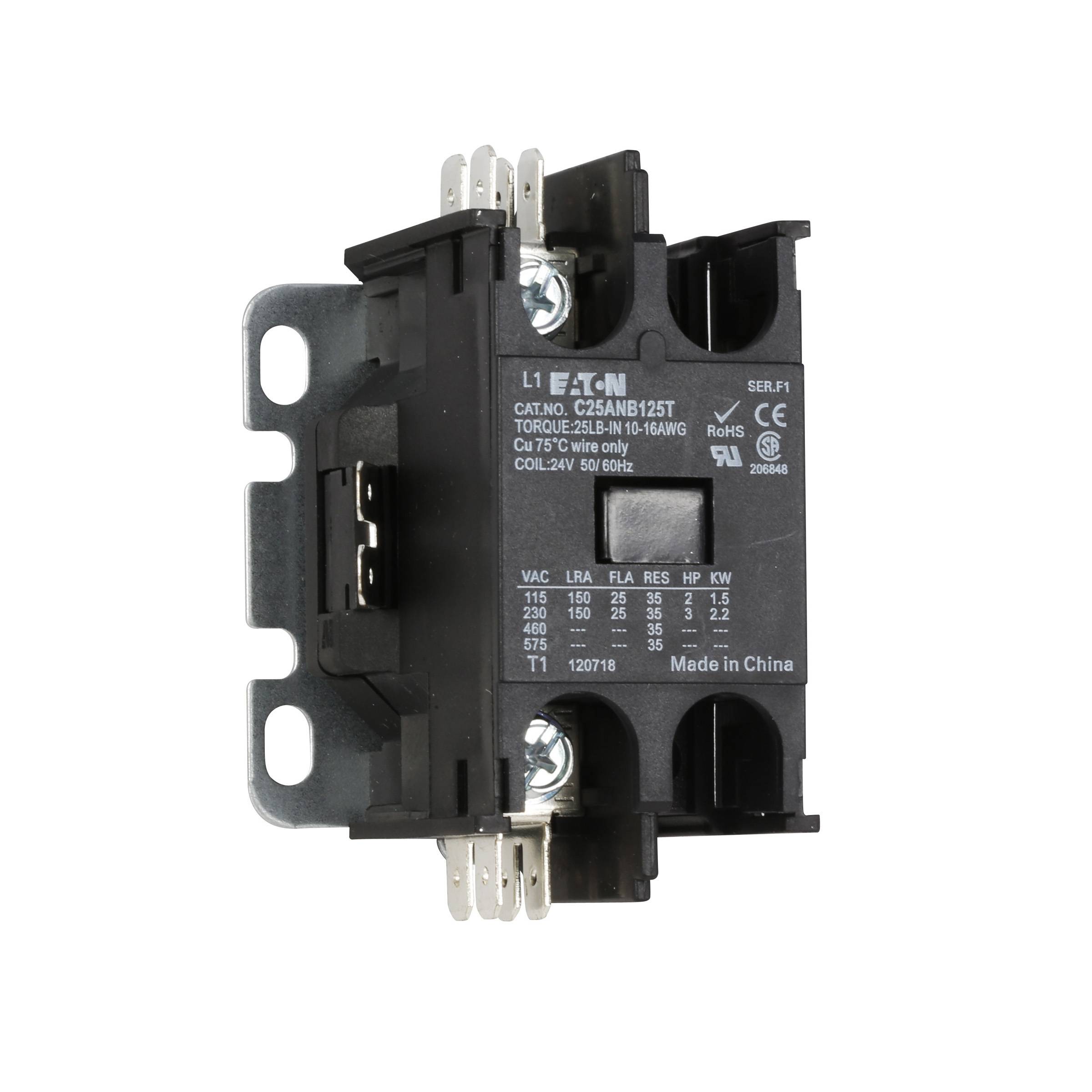EATON C25ANB140T Non-Reversing Definite Purpose Contactors AC, 24 VAC V Coil, 40 A, 1 Poles