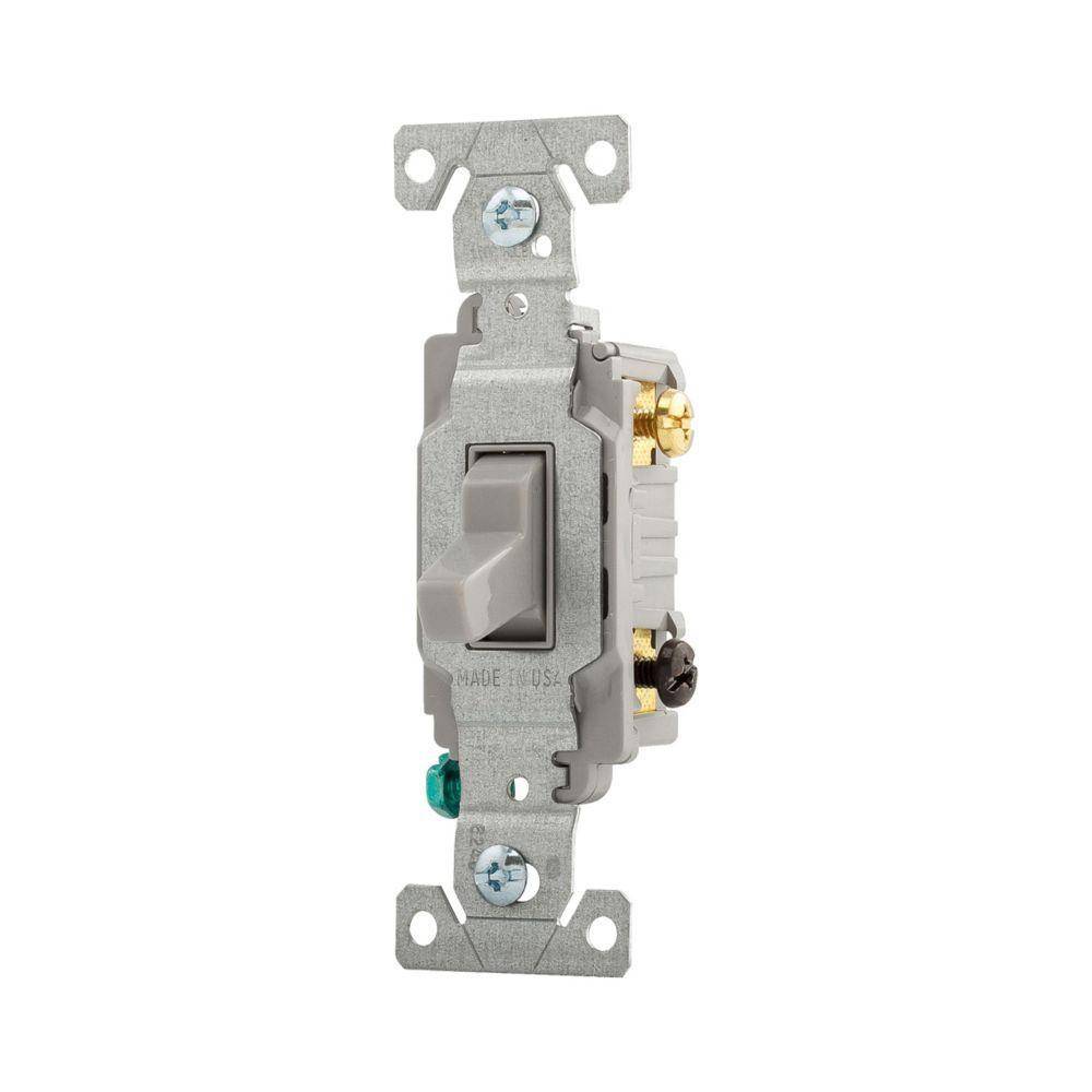 EATON Arrow Hart CS315GY 3-Way Heavy Duty Specification Grade AC Toggle Switch, 120/277 V, 15 A, 1/2 hp, 2 hp Power Rating