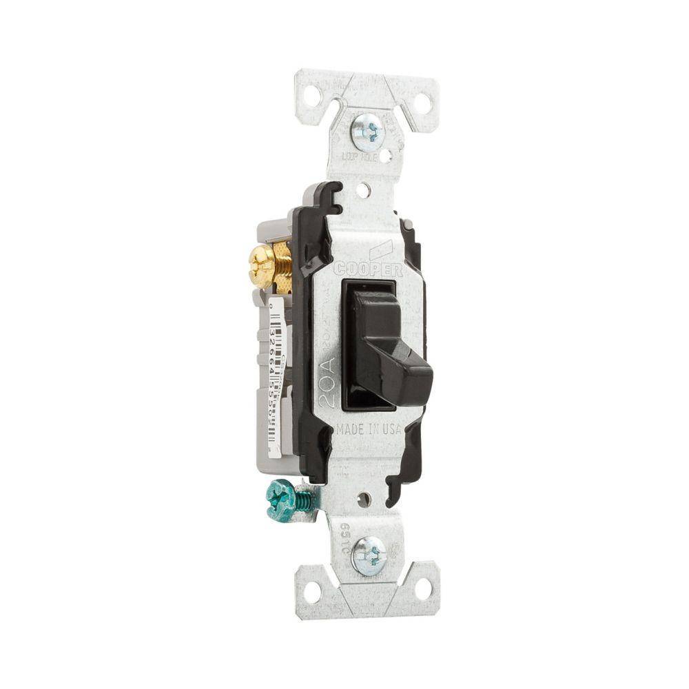 EATON Arrow Hart® CS320BK CS Series 3-Way Heavy Duty Specification Grade Toggle Switch, 120/277 VAC, 20 A, 1 hp Power Rating