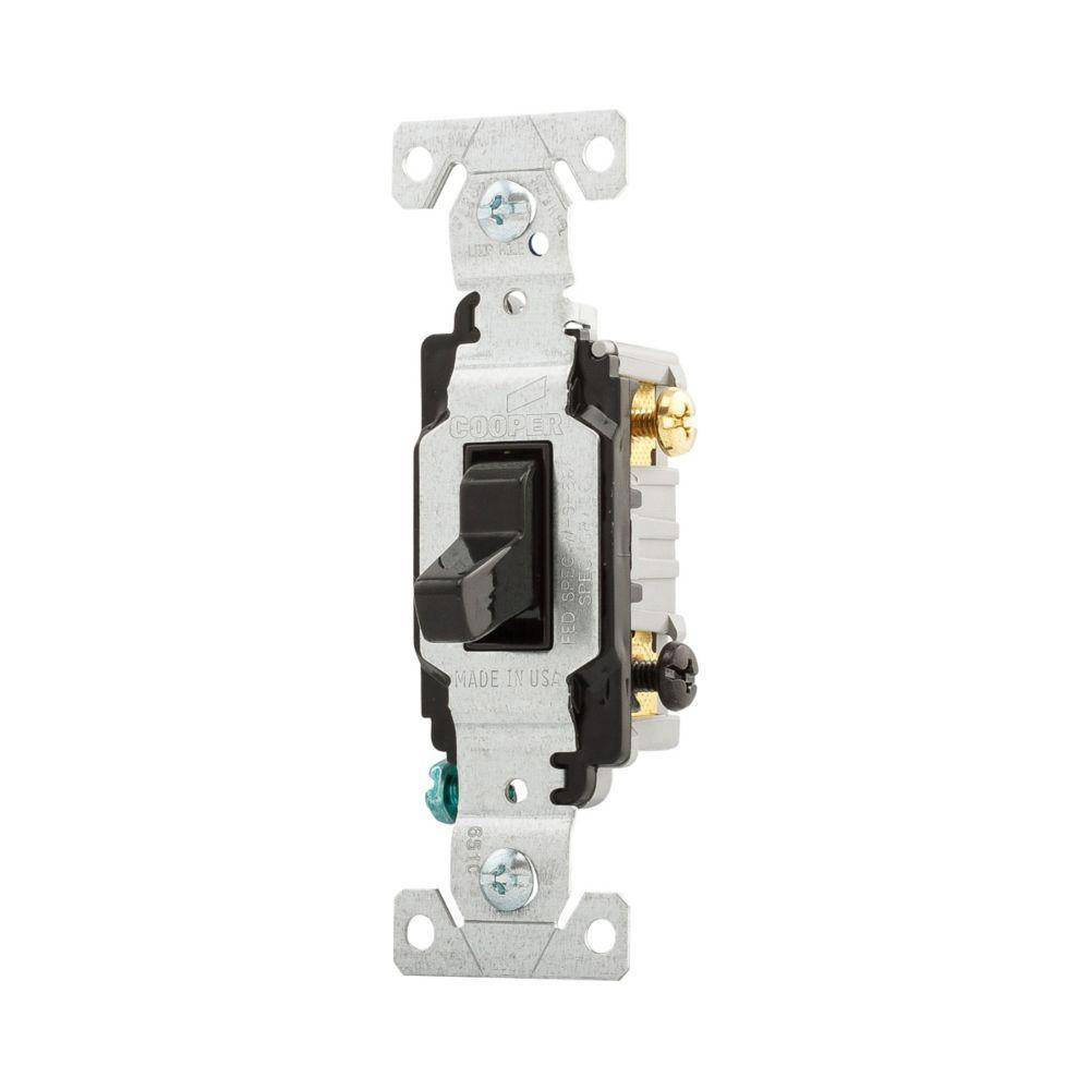 EATON Arrow Hart® CS320BK CS Series 3-Way Heavy Duty Specification Grade Toggle Switch, 120/277 VAC, 20 A, 1 hp Power Rating
